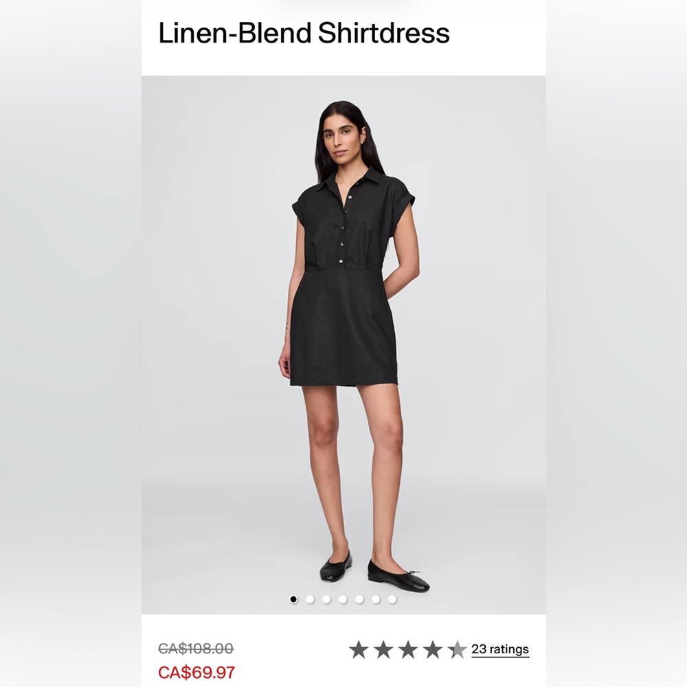 GAP Black Linen-Blend Shirt Dress